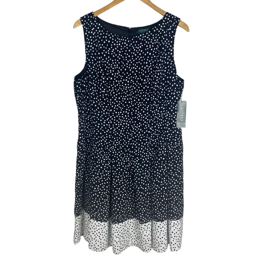 Lauren Ralph Lauren Sleeveless Polk a Dot Dress Size 16 NWT